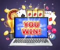 You win casino vector poster banner design template Royalty Free Stock Photo