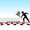 You win race & get checkered flag at finish line Royalty Free Stock Photo