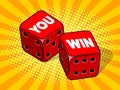 You win on two red dices raster illustration Royalty Free Stock Photo