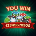 You Win. Winner Background Vector. Jackpot Illustration. Big Win Banner. For Online Casino, Playing Cards, Slots Royalty Free Stock Photo