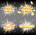 You win and winner congratulation vector banner set