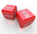 You Win - Words on Red Dice Royalty Free Stock Photo