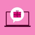 You won a gift. Bubble message on the laptop Royalty Free Stock Photo