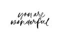 You are wonderful modern vector calligraphy text. Royalty Free Stock Photo