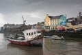 Youghal harbour Co Cork Ireland with old fishing boat