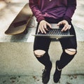 Yougn Girl Skateboard Outdoors Urban Concept Royalty Free Stock Photo