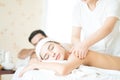 Yougn woman relaxing with hand spa massage at beauty spa salon