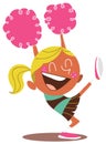 Yound blond illustration of a smiling cheerleader cheering