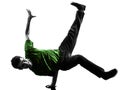 Young acrobatic break dancer breakdancing man silhouette Royalty Free Stock Photo