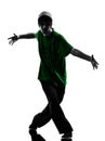 Young acrobatic break dancer breakdancing man silhouette Royalty Free Stock Photo