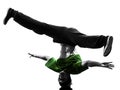 Young acrobatic break dancer breakdancing man silhouette Royalty Free Stock Photo