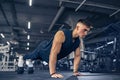 Young Adult Athlete Doing Push Ups As Part Of Bodybuilding Training