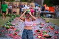 Young adult Australian woman having fun at The Chinchilla Melon Festival