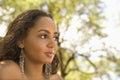 Young-adult Black woman looking out.