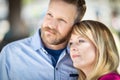 Attractive Young Adult Caucasian Couple Portrait At The Park