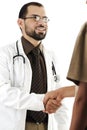 Young adult doctor shaking hand
