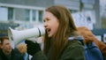 Young adult female feminist demonstration. Gender rights feminism fight.