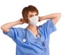 Young adult female nurse prepping for surgery Royalty Free Stock Photo