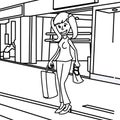 Young adult female shopper tennis coloring page