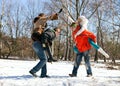 Young adult friends having fun outdoors