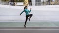 Young adult girl  running on sport training in city Royalty Free Stock Photo