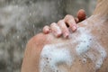 Young adult girl taking shower, standing in bathroom Royalty Free Stock Photo