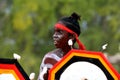 Young adult Indigenous Australians aboriginal man dancing a cultural ceremony dance