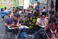 Israeli people dining in cafe restaurant in Tel Aviv Israel