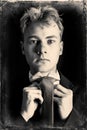 Young adult male in wetplate and sepia vintage look Royalty Free Stock Photo