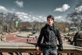 Young adult man in central park new york Royalty Free Stock Photo