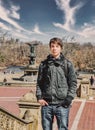 Young adult man in central park new york Royalty Free Stock Photo