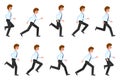 Young, adult man running sequence poses vector illustration. Fast moving forward, hurry, rush male person cartoon character Royalty Free Stock Photo