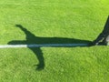 Young adult man walking on imaginative white line