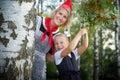 Young and adult schoolgirl on September 1, mother and daughter having fun together. Generations of schoolchildren of