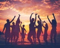 Young Adult Summer Beach Party Dancing Concept