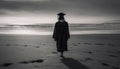 Young adult walking in graduation gown outdoors generated by AI