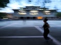 Young adult woman running and jogging. Excersicing during dusk time.