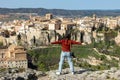 Woman tourist with photo camera, Cuenca, Spain Royalty Free Stock Photo