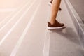 Young adult woman walking up the stairs Royalty Free Stock Photo