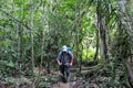 Young adventure tourist at Amazonian rainforest