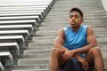 Young African Amerian teenage athlete thinking about his future. Royalty Free Stock Photo