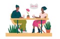 Young african american beautiful couple at first date in coffee shop Royalty Free Stock Photo