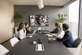 Young African American business leader holding video conference Royalty Free Stock Photo