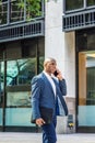 Young African American Business Man traveling, working in New York City Royalty Free Stock Photo