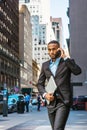 Young African American businessman traveling, working in New York Royalty Free Stock Photo