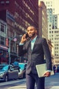 Young African American businessman traveling, working in New York Royalty Free Stock Photo