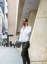 Young African American businessman with beard traveling, working in New York Royalty Free Stock Photo