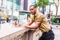 Young African American Businessman with beard traveling, working Royalty Free Stock Photo