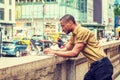 Young African American Businessman with beard traveling, working Royalty Free Stock Photo