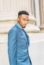 Young African American Businessman with beard working in New York